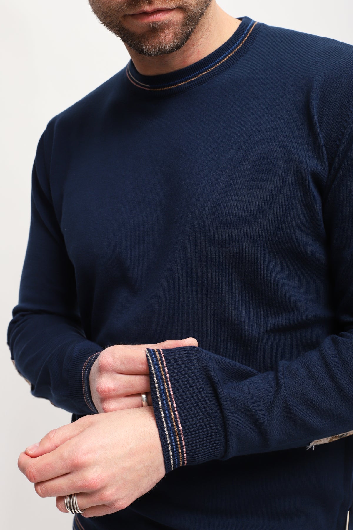 Girocollo con patch Blu