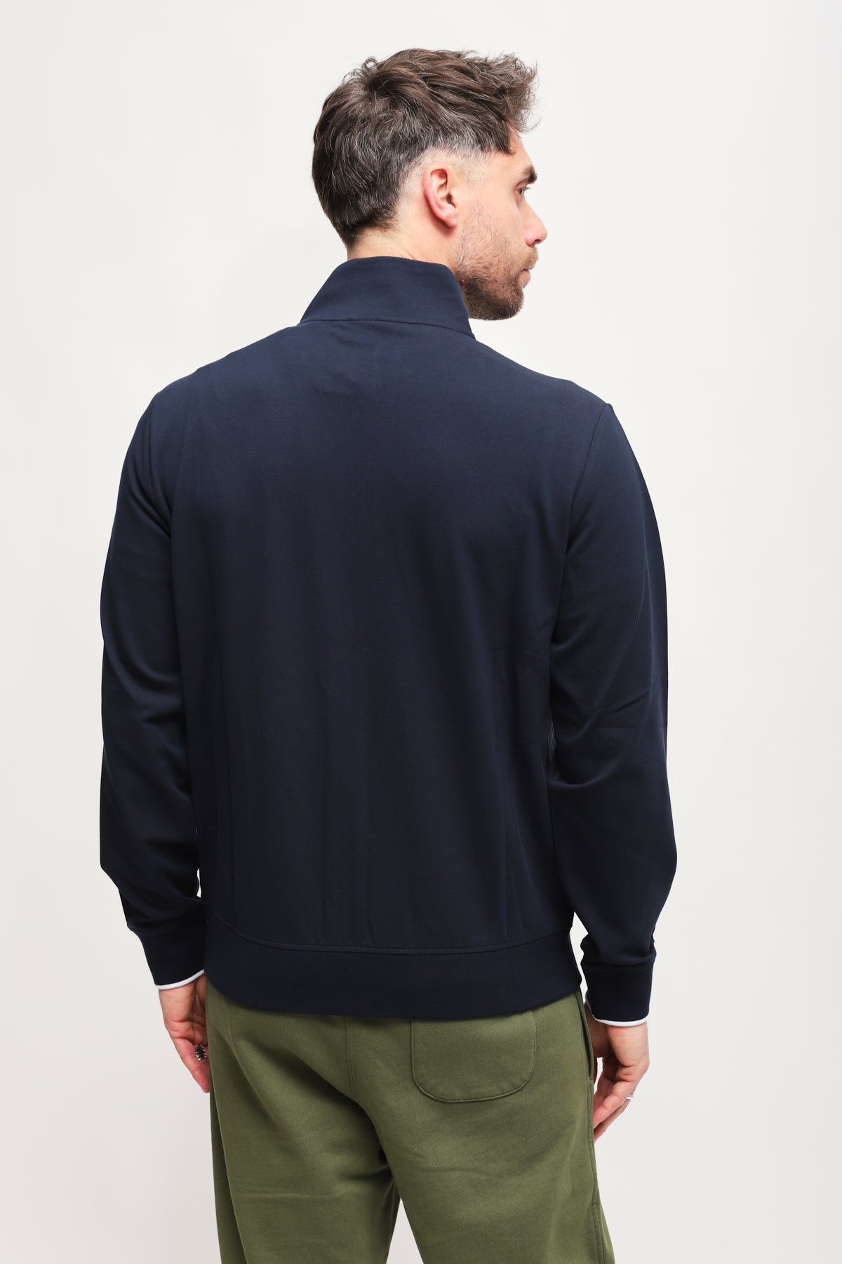 Felpa con Zip Blu Navy