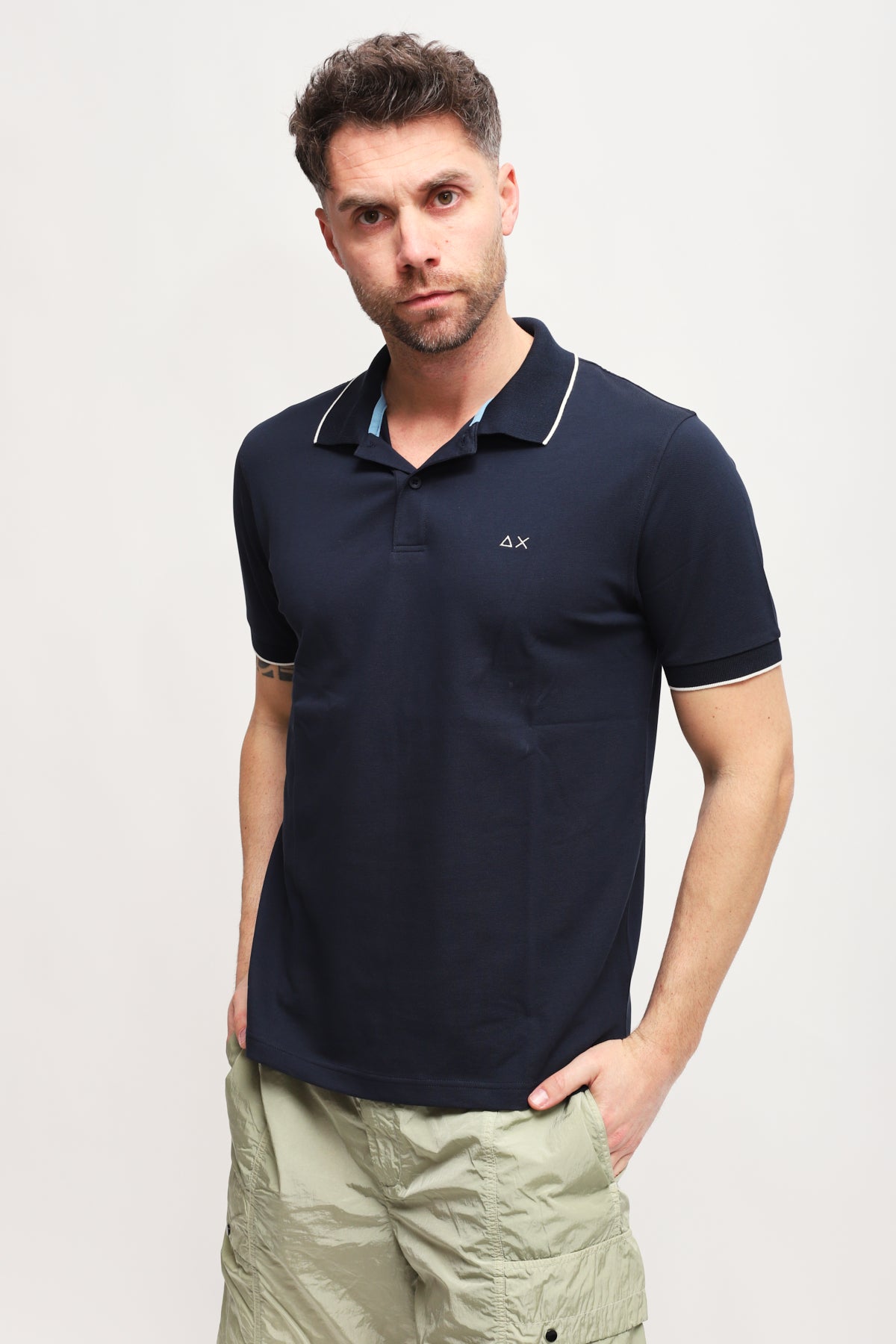Polo con Ricamo Blu Navy