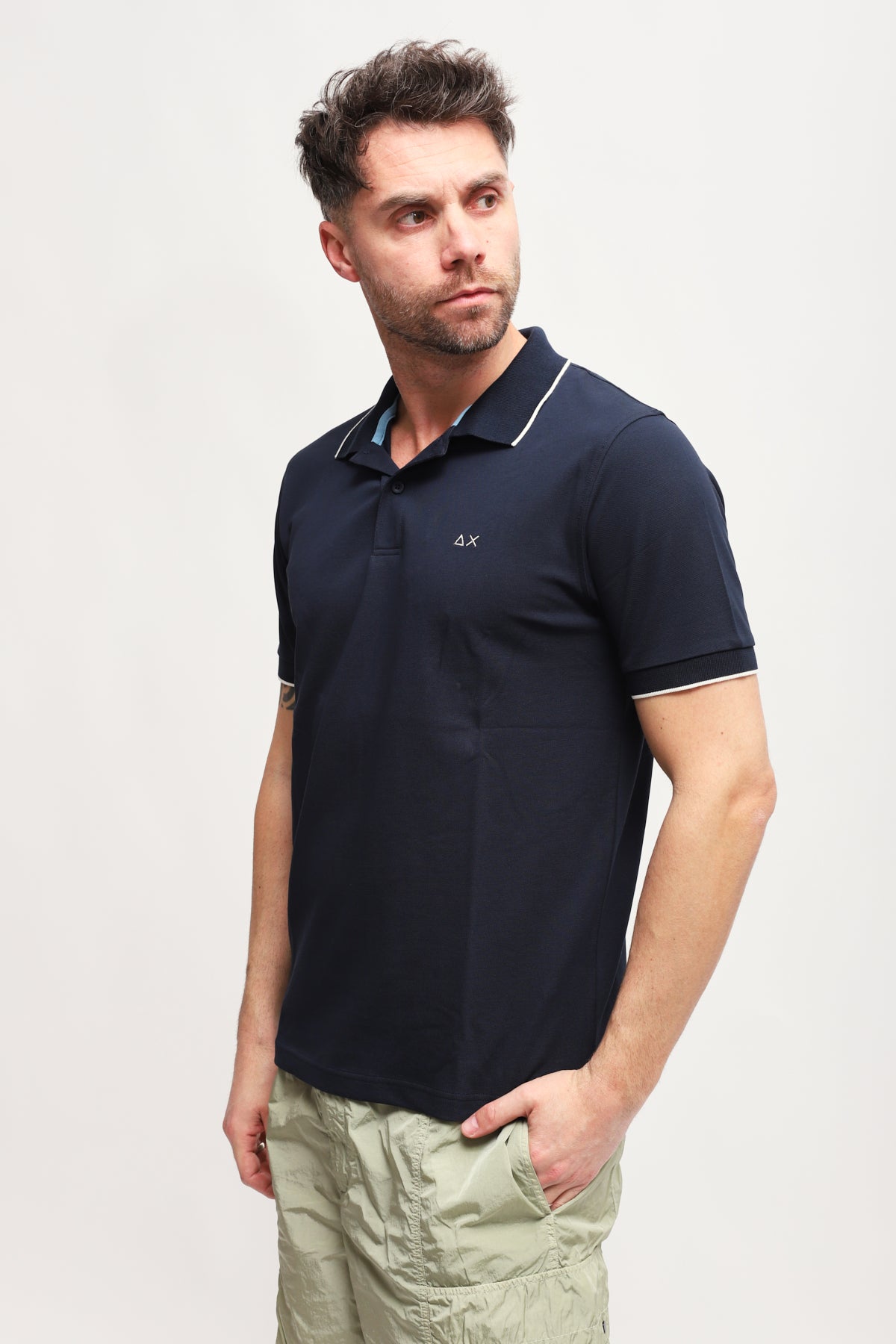 Polo con Ricamo Blu Navy