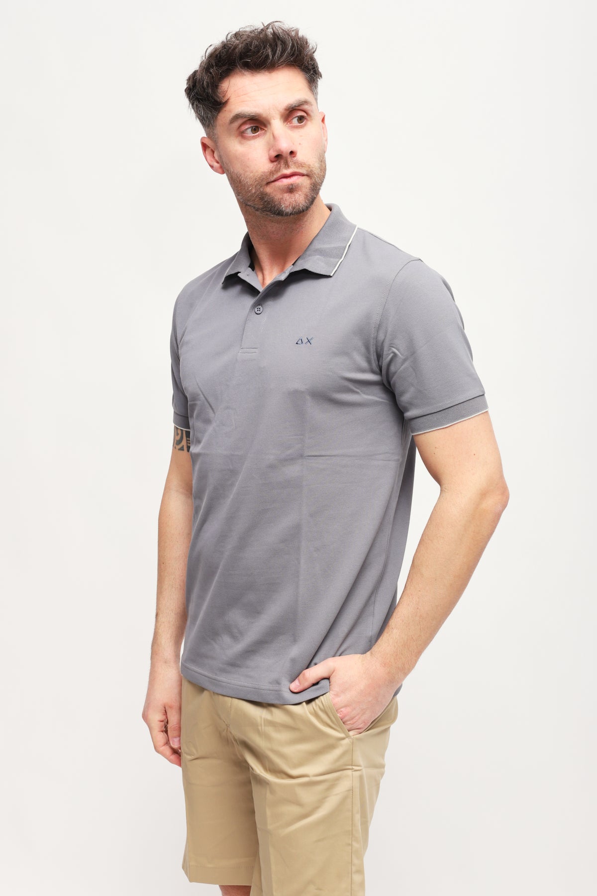 Polo con Ricamo Grigio