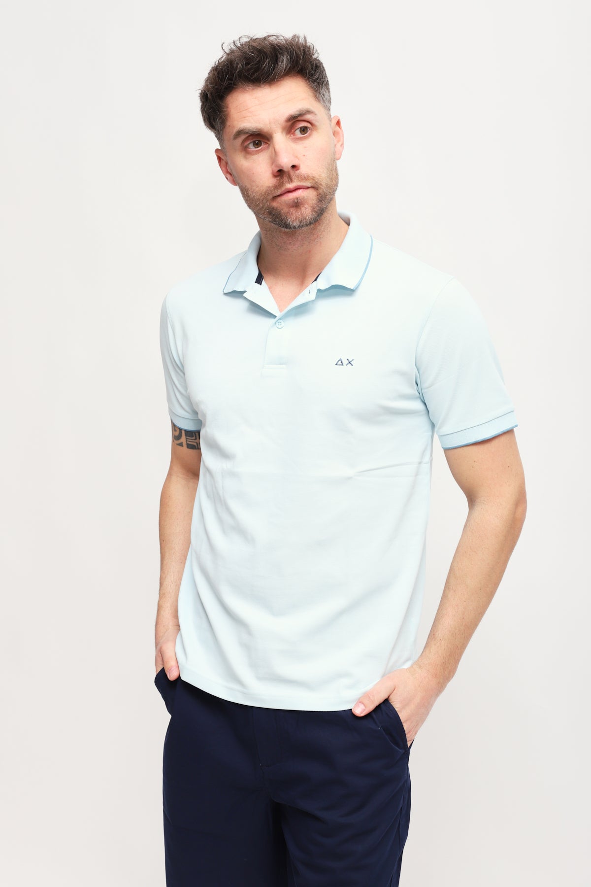 Polo con Ricamo Azzurro
