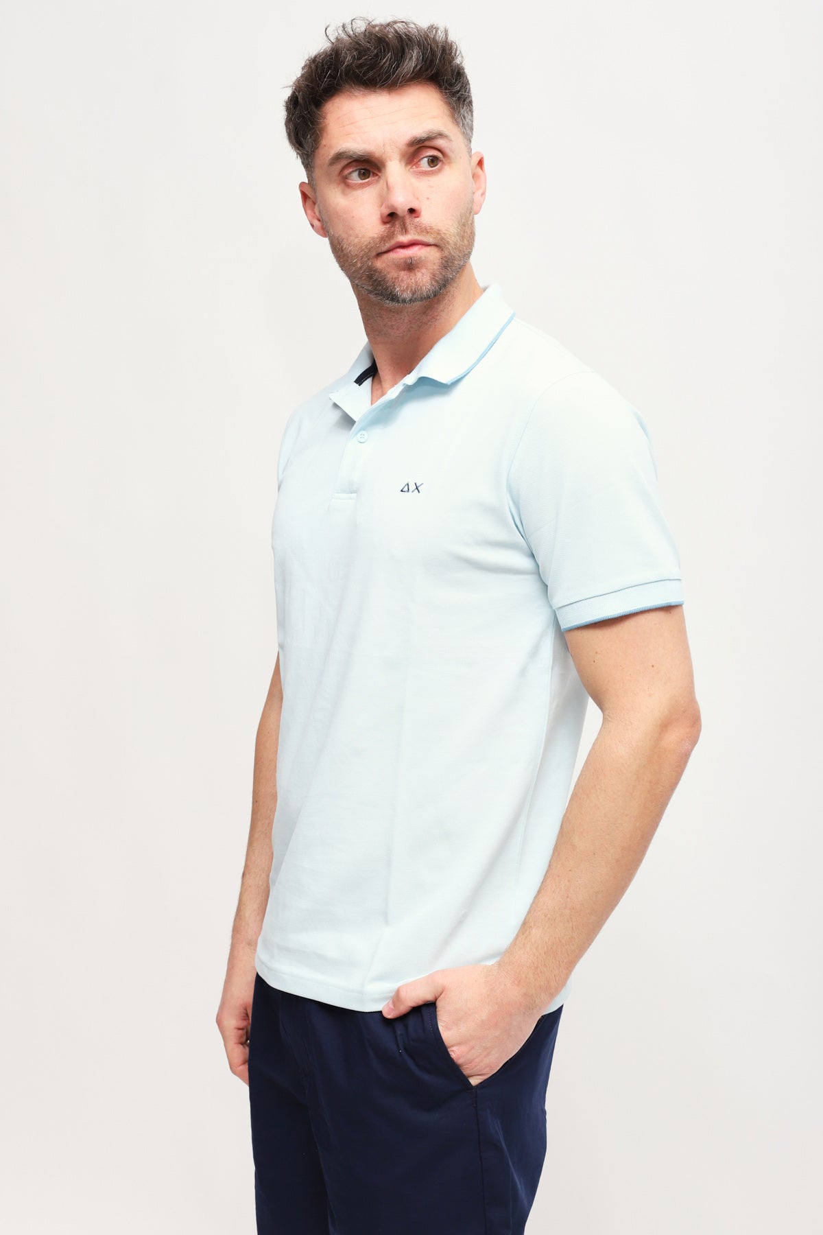 Polo con Ricamo Azzurro