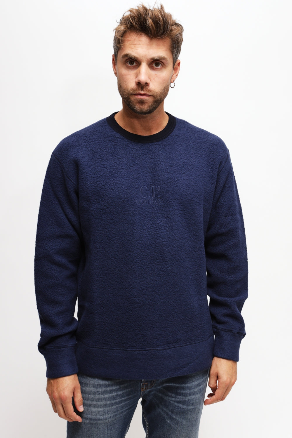 Felpa Girocollo Wool Polar Fleece Blu