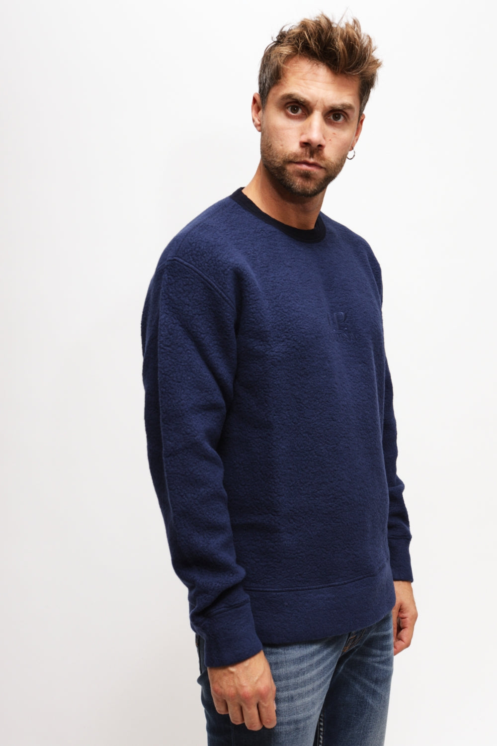 Felpa Girocollo Wool Polar Fleece Blu