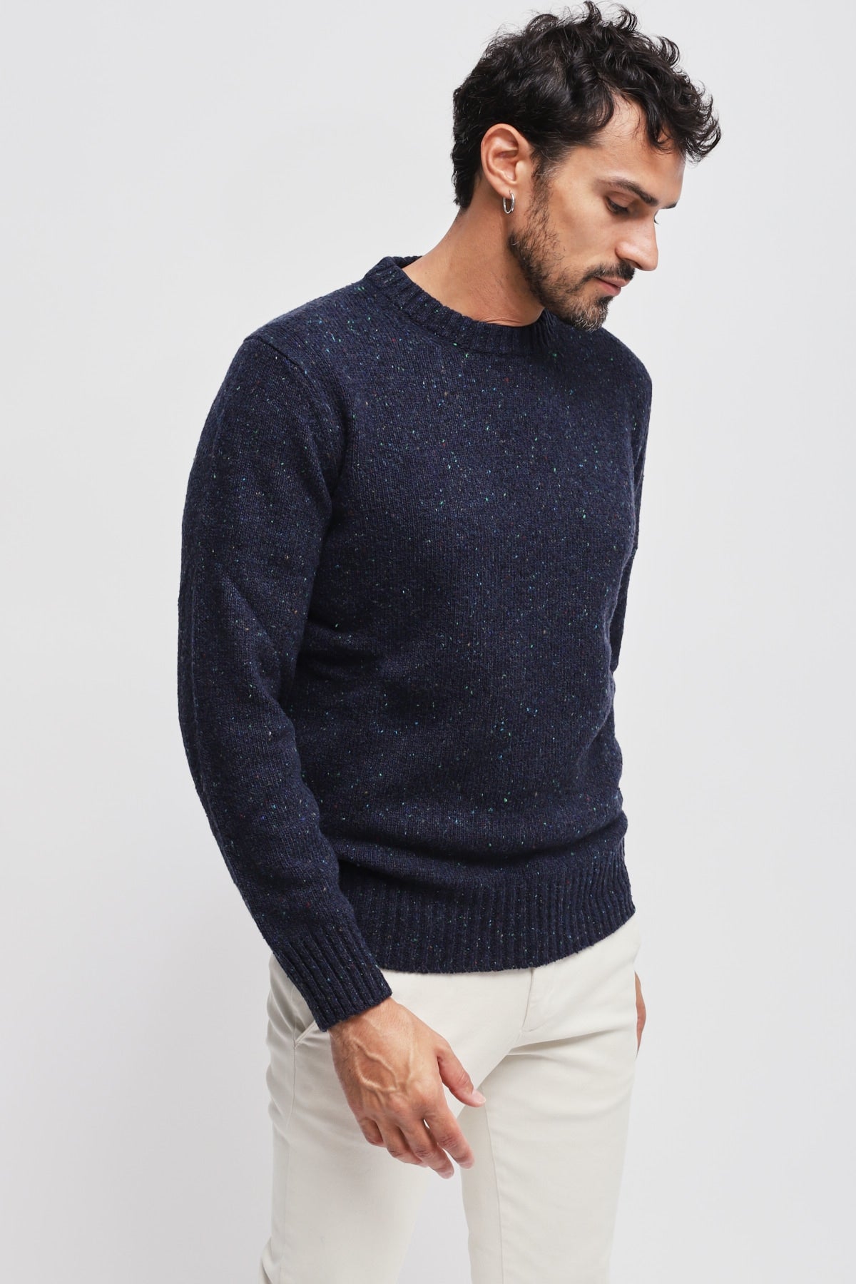 Girocollo Moulinè Blu