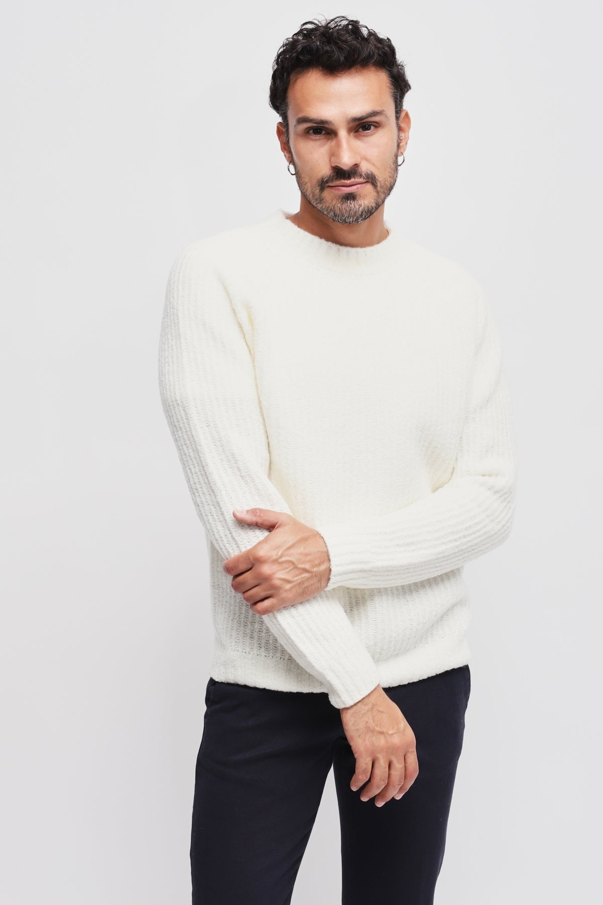 Girocollo misto lana Bianco