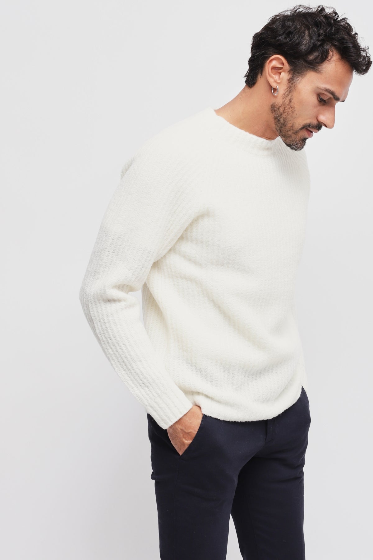 Girocollo misto lana Bianco