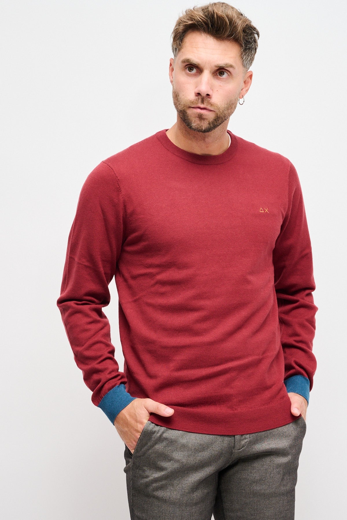 Girocollo con patch Rosso