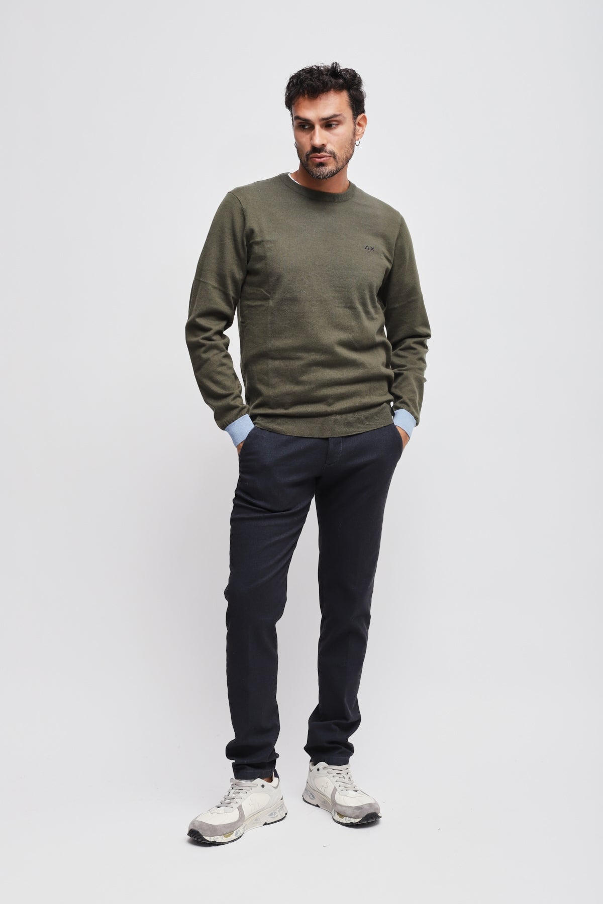 Girocollo con patch Verde