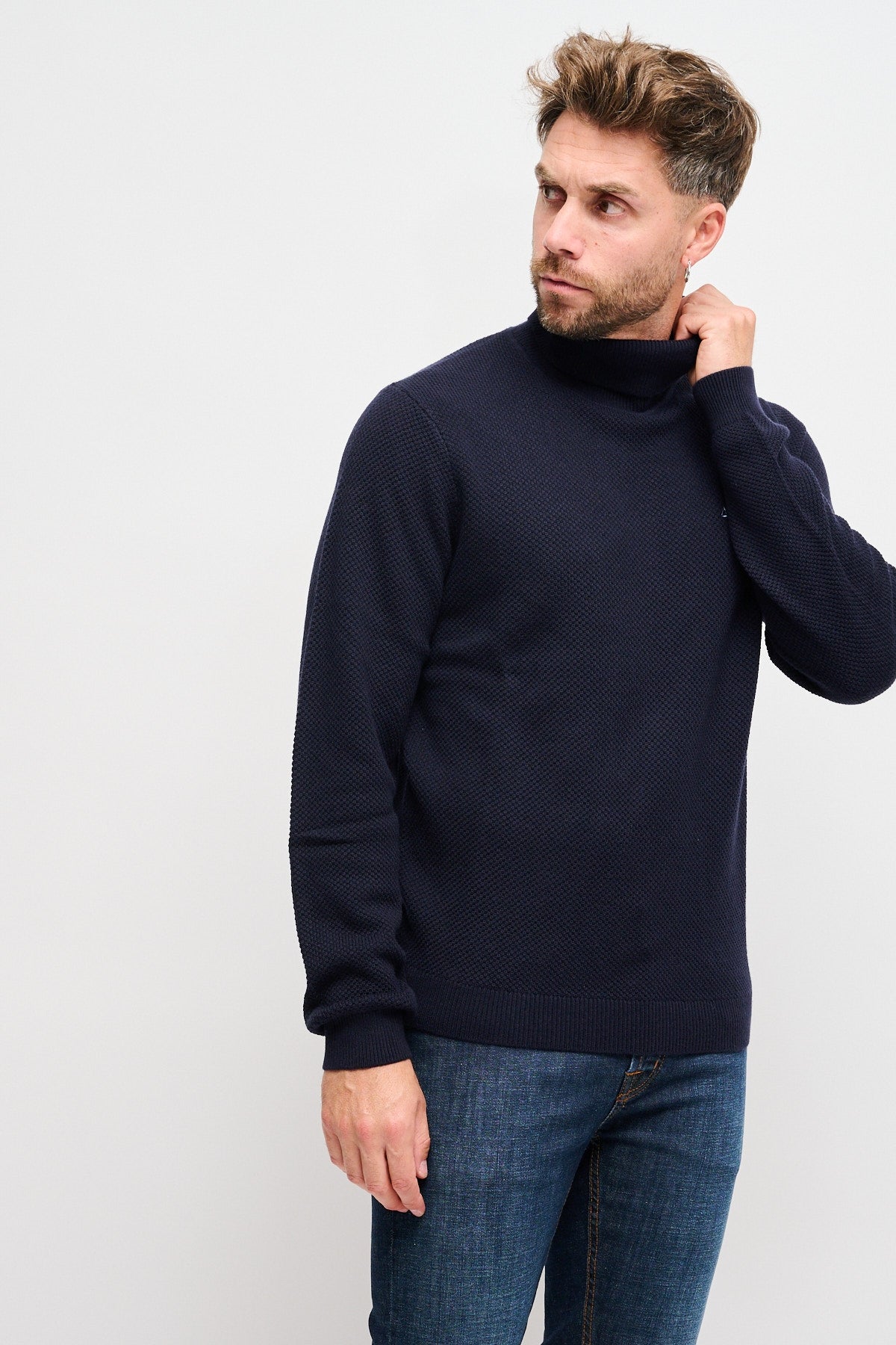 Dolcevita in lana e cotone Blu