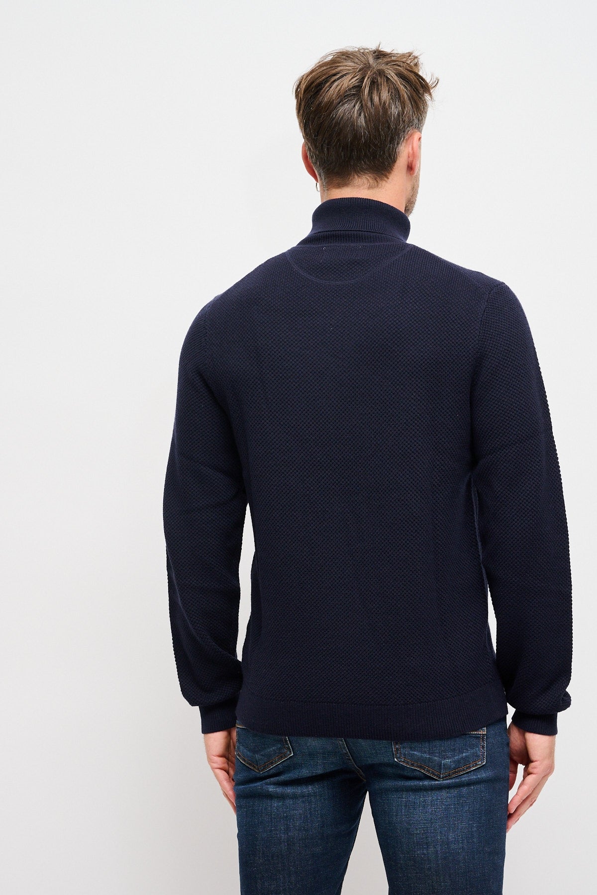 Dolcevita in lana e cotone Blu