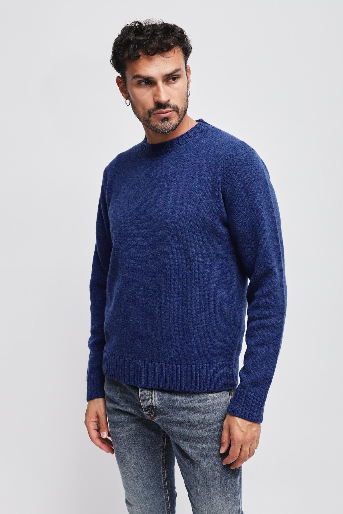 Girocollo 100% lana vergine Blu