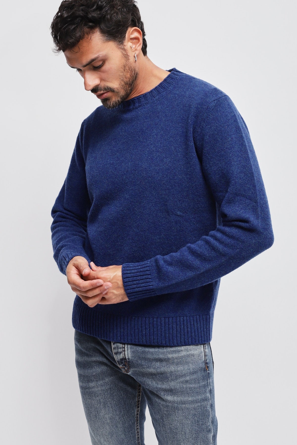 Girocollo 100% lana vergine Blu