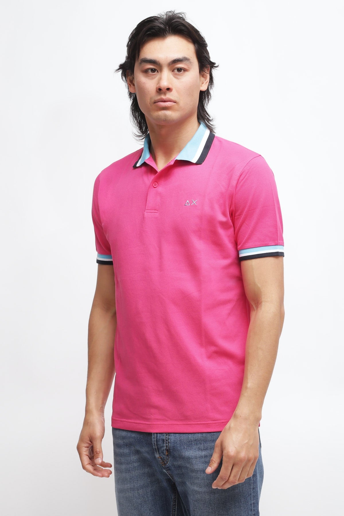 Polo Collar Multistripes Rosa
