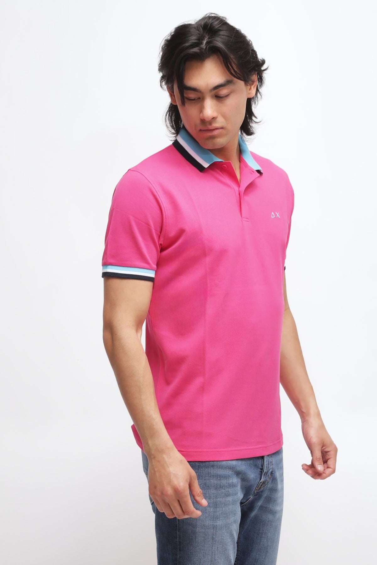 Polo Collar Multistripes Rosa
