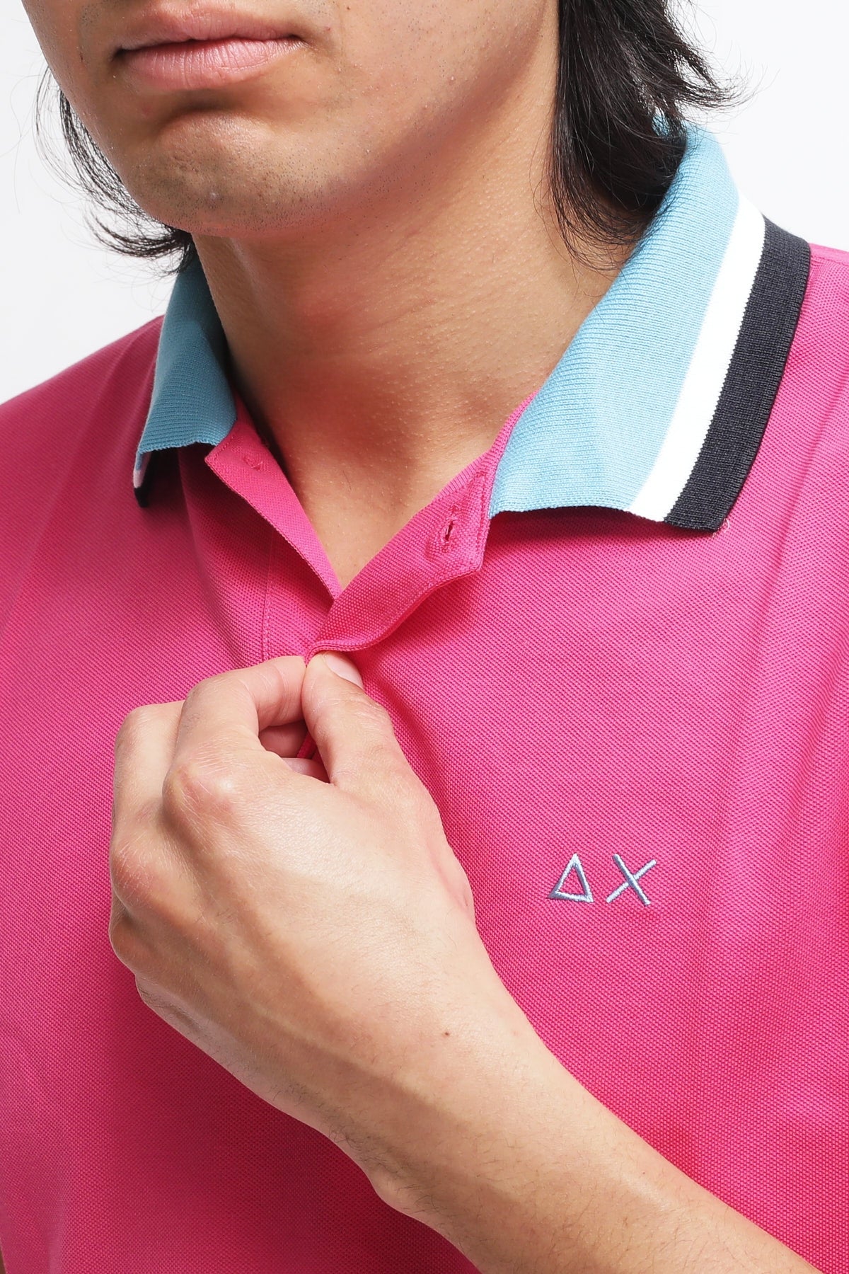 Polo Collar Multistripes Rosa