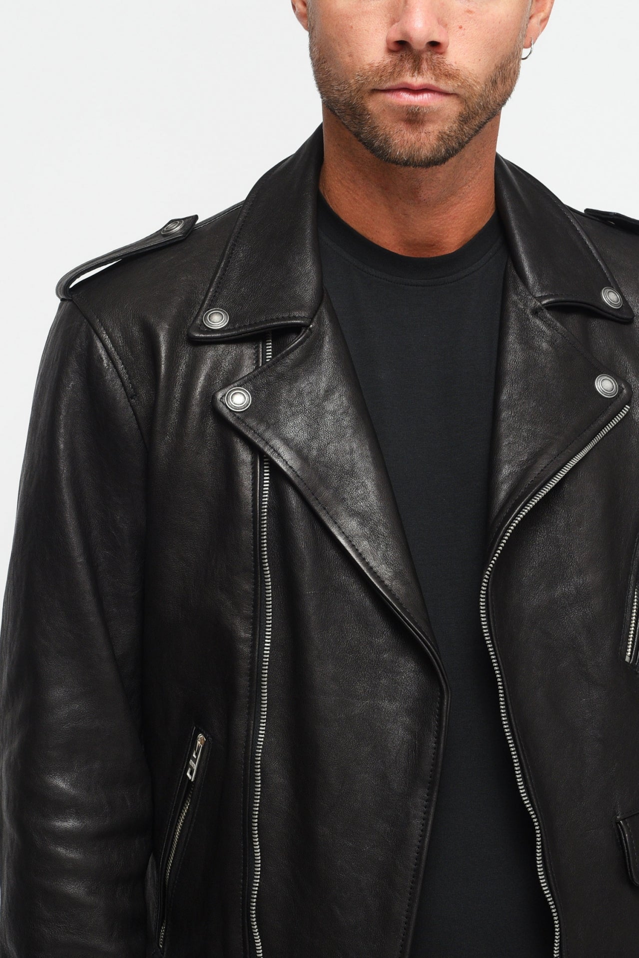 Giubbino in pelle Nero