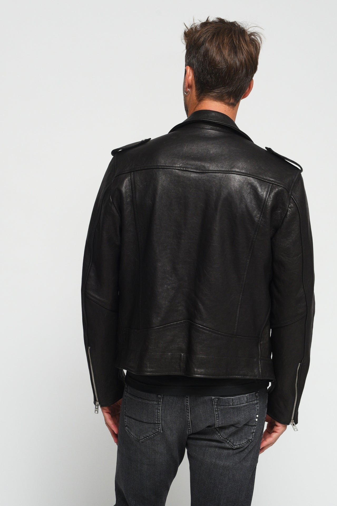 Giubbino in pelle Nero