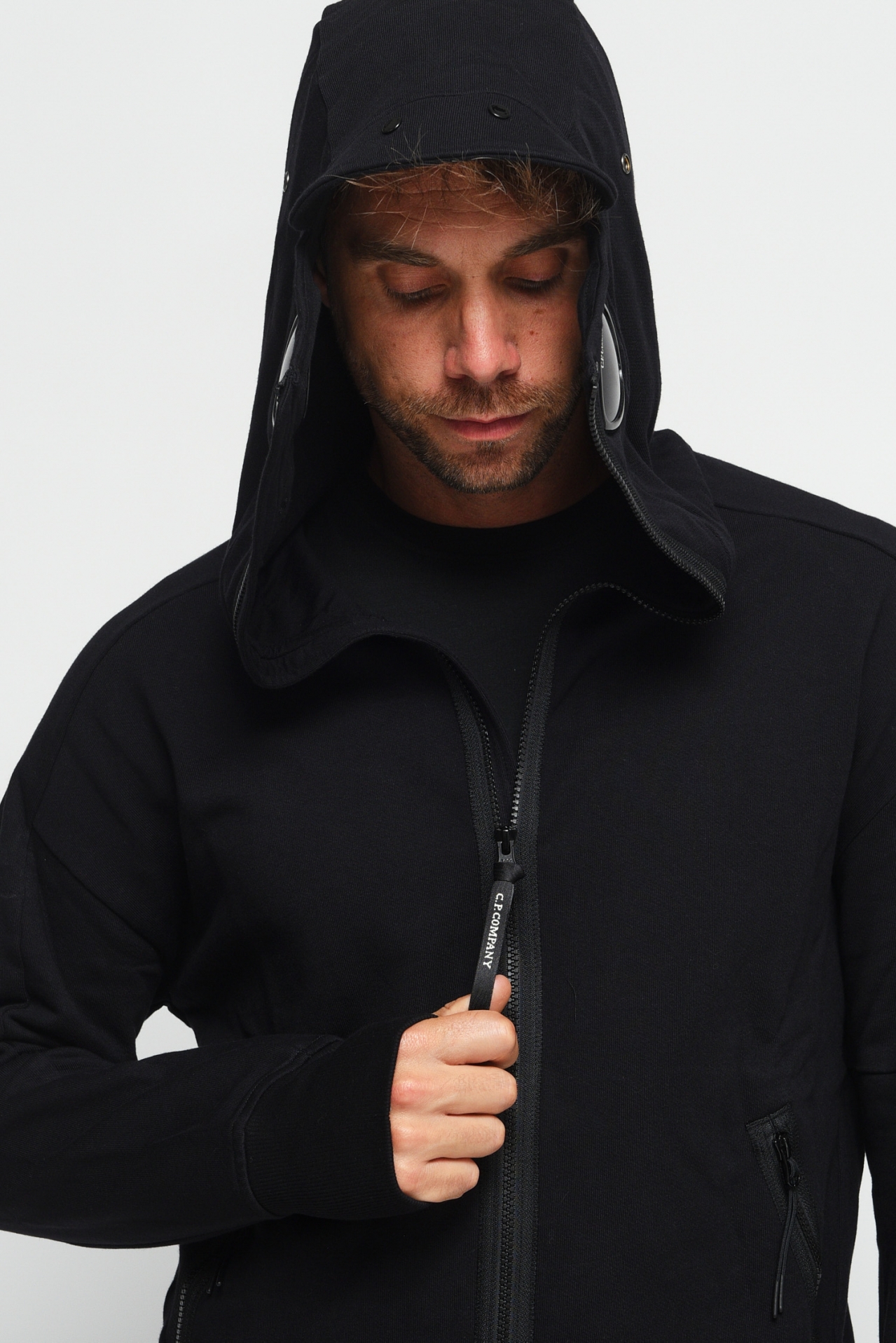 Acquista Diagonal Raised Fleece Zipped Goggle Hoodie — Solazzi Uomo Italia